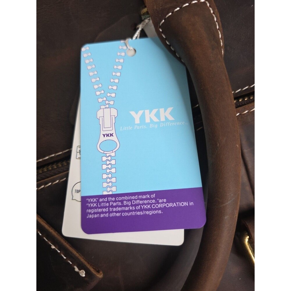 NEW LEATHFOCUS CHOCOLATE BROWN LEATHER TRAVEL DUFFLE BAG CARRY ON LUGGAGE-24inch - Picture 6 of 16